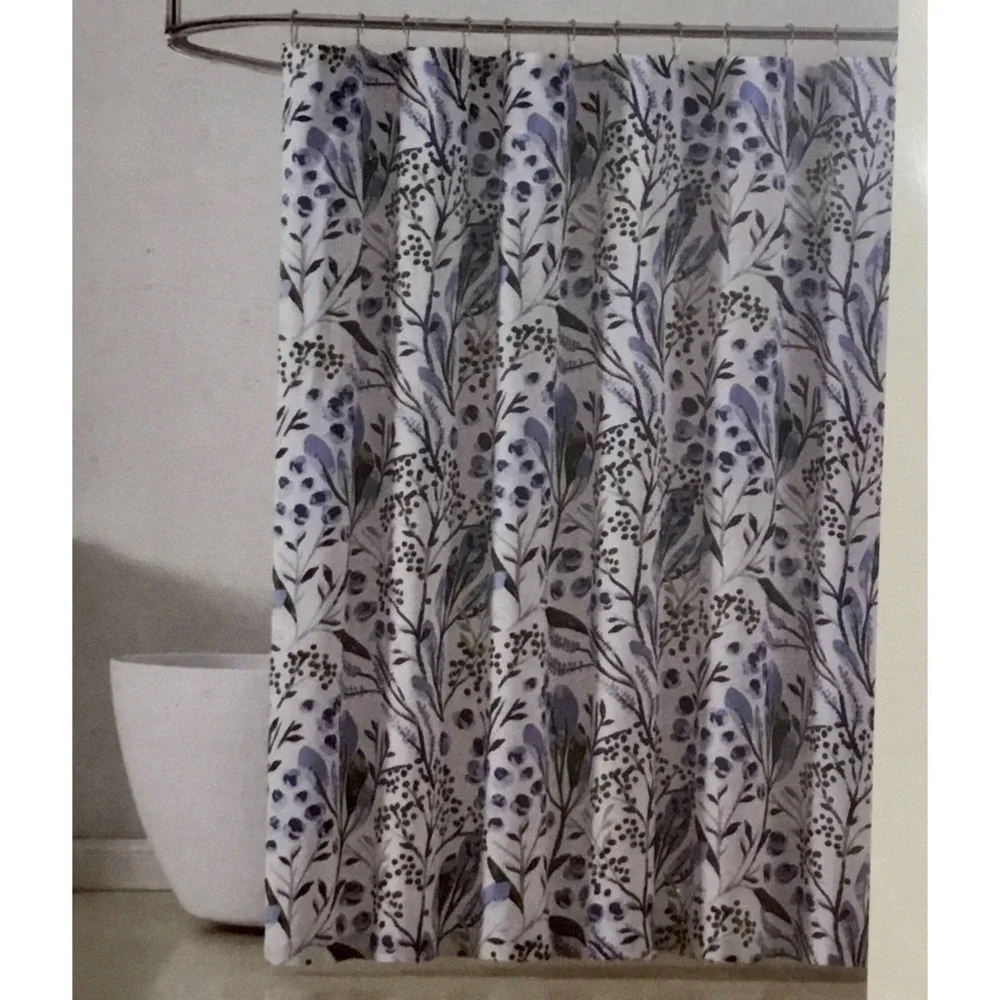 Southern Living Botanical Shower Curtain - Blue and White